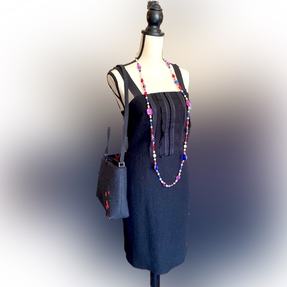 BLACK FELT MINI DRESS - Picture 1 of 1